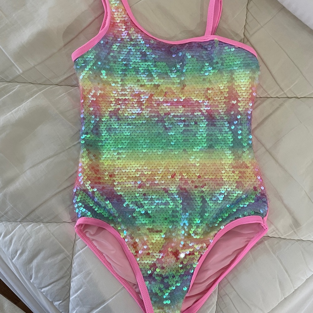 Lola + the Boys Multicolor Sequin One-Piece Swimsuit